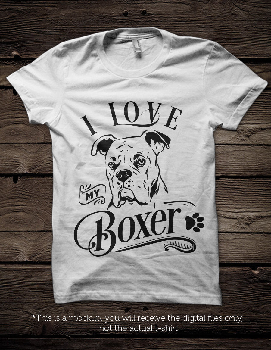 I love my Boxer -  SVG file Cutting File Clipart in Svg, Eps, Dxf, Png for Cricut & Silhouette - BlackCatsSVG