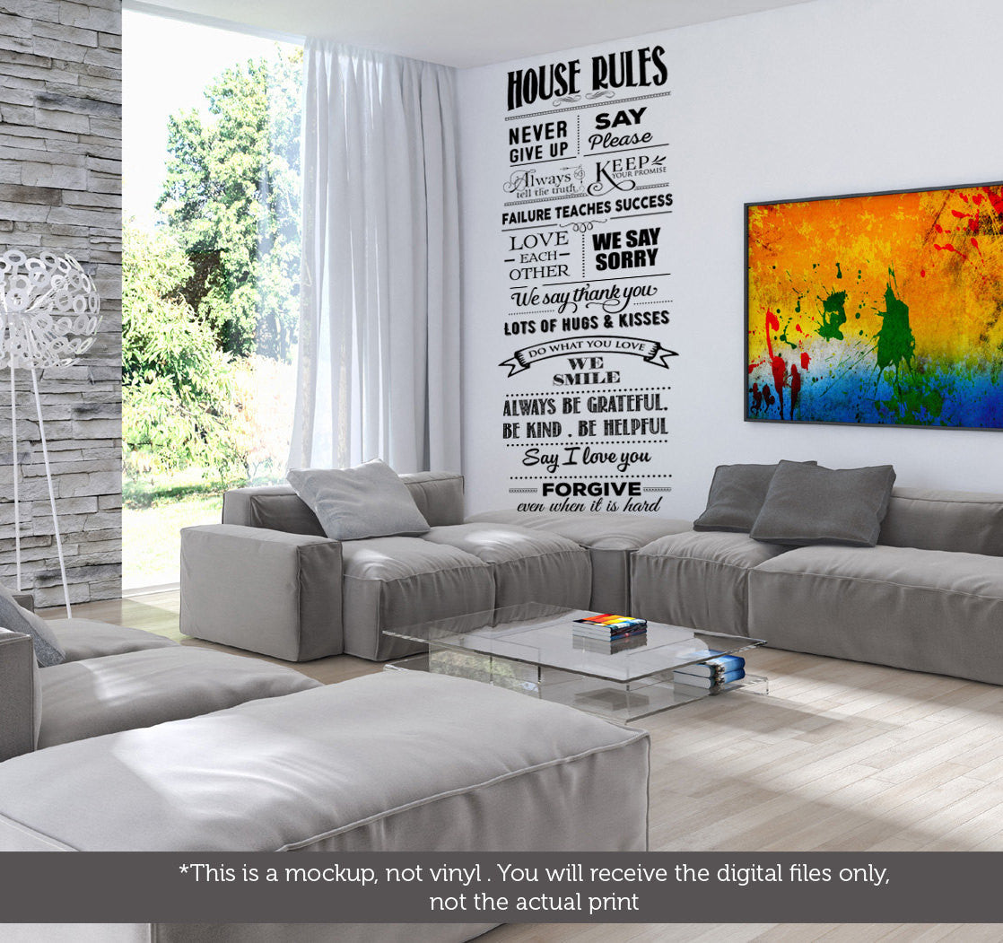 Long House rules -  SVG file Cutting File Clipart in Svg, Eps, Dxf, Png for Cricut & Silhouette - Tall house rules - BlackCatsSVG