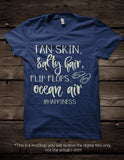 Tan skin, salty hair, flip flops, ocean air -  SVG file Cutting File Clipart in Svg, Eps, Dxf, Png for Cricut & Silhouette - beach svg - BlackCatsSVG