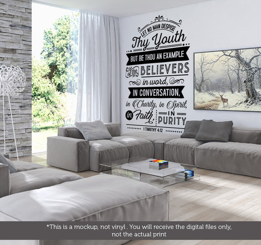 Let no man despise thy youth -  SVG file Cutting File Clipart in Svg, Eps, Dxf, Png for Cricut & Silhouette - Bible quote 1 Timothy 4 12 - BlackCatsSVG