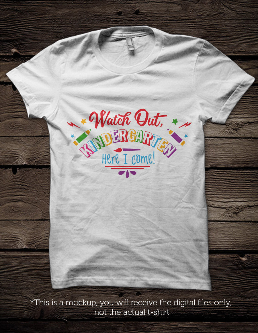 Watch out Kindergarten here I come SVG file Cutting File Clipart in Svg, Eps, Dxf, Png for Cricut & Silhouette - first day of school svg - BlackCatsSVG