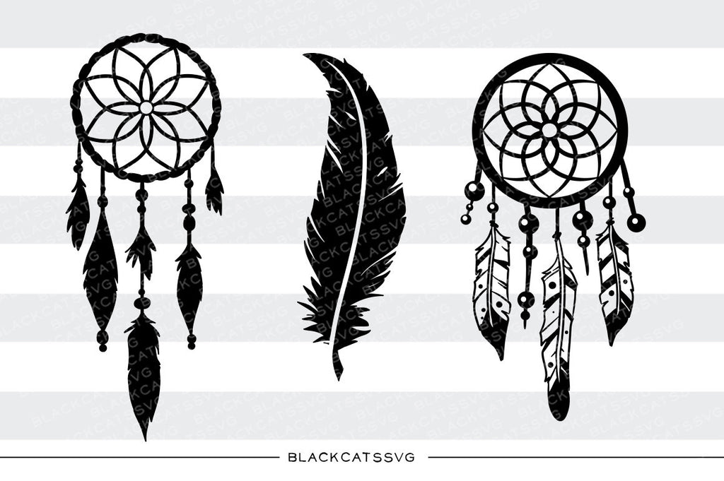 Dreamcatcher and feather  -  SVG file Cutting File Clipart in Svg, Eps, Dxf, Png for Cricut & Silhouette - BlackCatsSVG