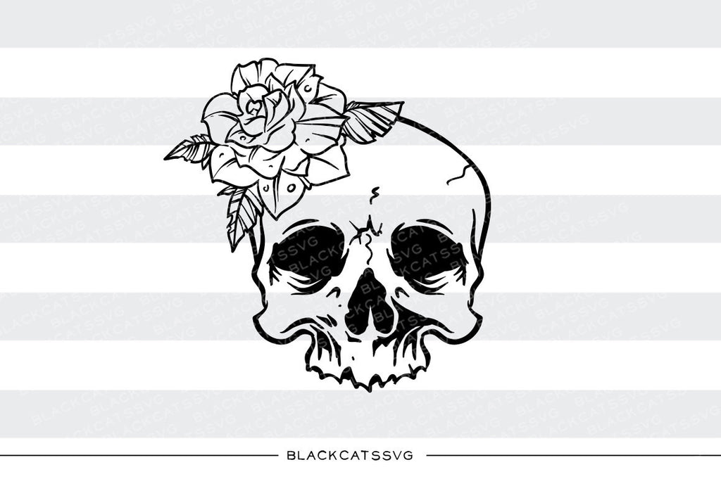 Skull and rose  -  SVG file Cutting File Clipart in Svg, Eps, Dxf, Png for Cricut & Silhouette - tattoo style svg - BlackCatsSVG