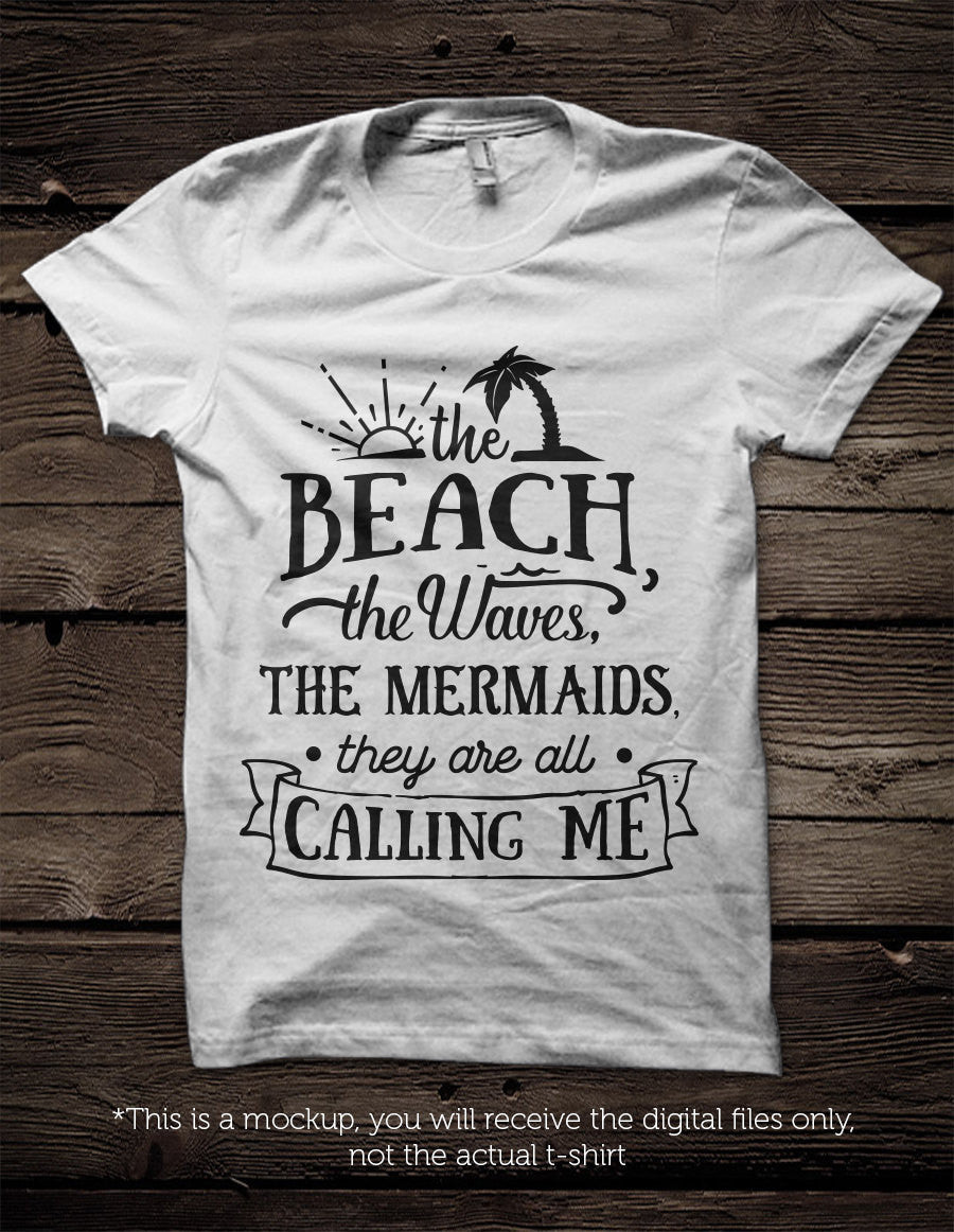The beach and the mermaids are calling -  SVG file Cutting File Clipart in Svg, Eps, Dxf, Png for Cricut & Silhouette - beach svg - BlackCatsSVG