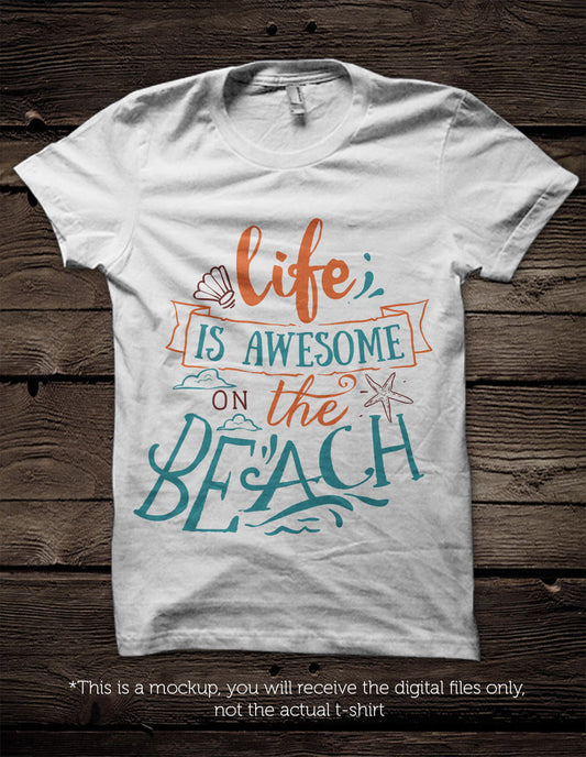 Life is awesome on the beach -  SVG file Cutting File Clipart in Svg, Eps, Dxf, Png for Cricut & Silhouette - beach svg - BlackCatsSVG