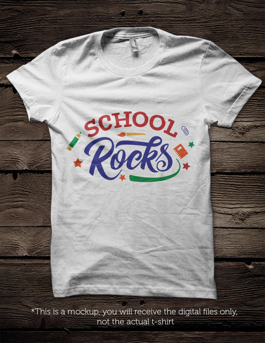 School Rocks SVG file Cutting File Clipart in Svg, Eps, Dxf, Png for Cricut & Silhouette - first day of school svg - BlackCatsSVG