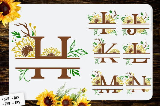 Sunflower split font monogram SVG