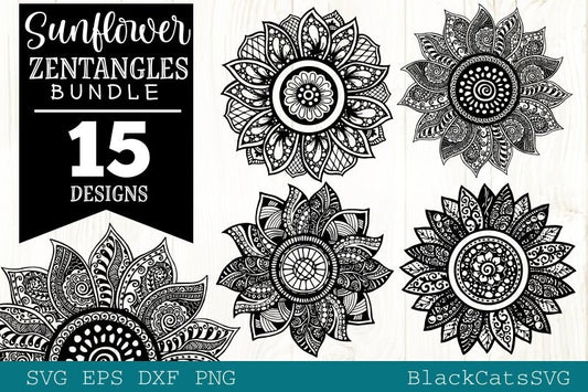 Sunflower Zentangle Bundle SVG
