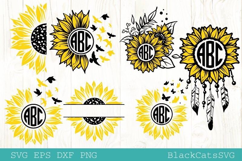 Sunflower monograms SVG bundle 15 designs
