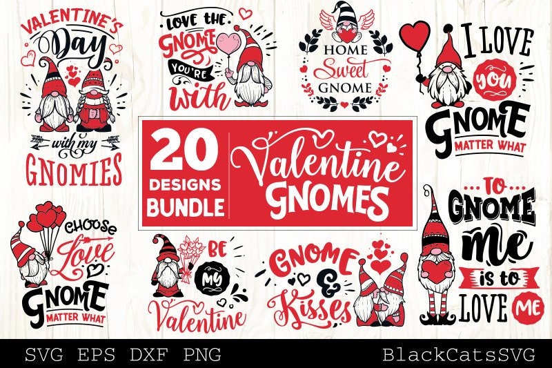 Valentine Gnomes SVG bundle Gnome SVG 20 designs – BlackCatsSVG