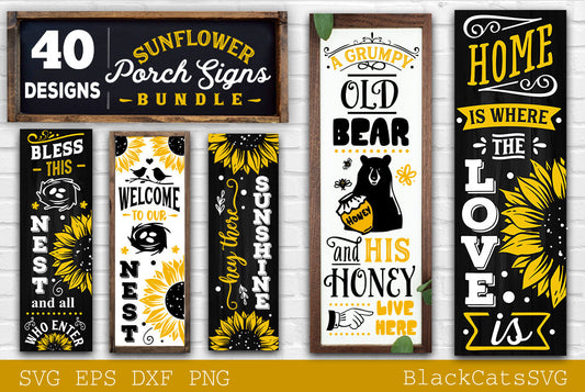 Sunflower Porch signs SVG bundle 40 designs