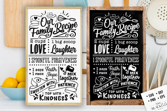 Our Family Recipe SVG, Kitchen svg, Funny kitchen svg, Cooking Funny Svg, Pot Holder Svg, Kitchen Sign Svg