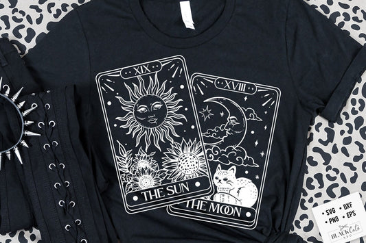 Tarot cards sun and moon SVG, Tarot svg, Tarot cards svg,Magic illustration svg, Witchcraft svg, Boho svg, Boho illustration svg,