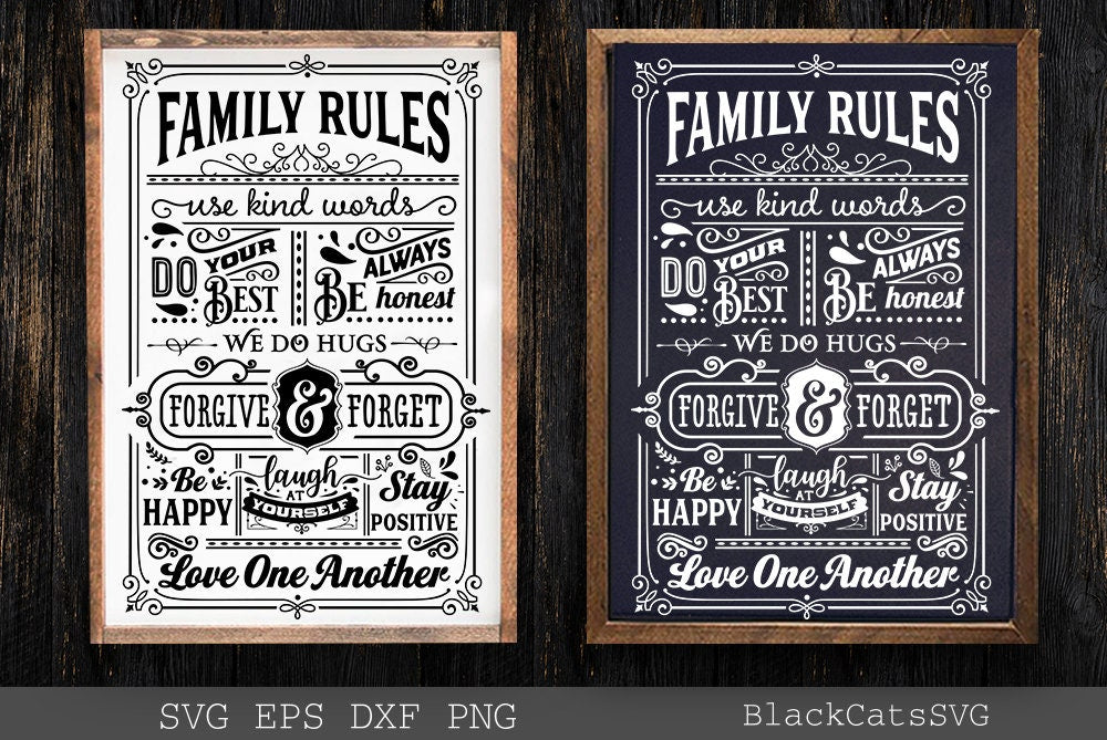 Family Rules SVG, House rules poster svg, Welcome to our house svg, House rules svg,  In this house poster svg, In this Family svg,