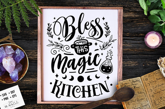 Bless this magic kitchen SVG, Witch kitchen svg, Magic Kitchen svg, Kitchen vintage poster svg, Witches Kitchen svg, Wicthcraft svg