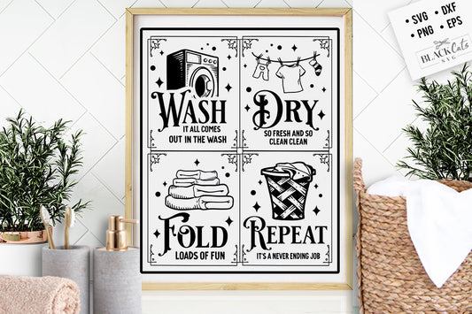 Wash dry fold repeat posters svg,  laundry room svg, laundry svg,  laundry poster svg, bathroom svg, vintage poster svg,