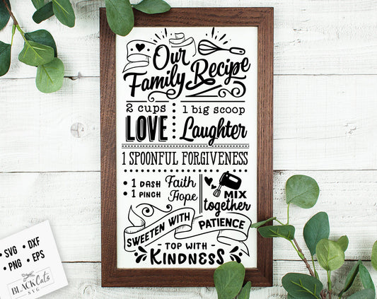 Our Family Recipe SVG, Kitchen svg, Funny kitchen svg, Cooking Funny Svg, Pot Holder Svg, Kitchen Sign Svg