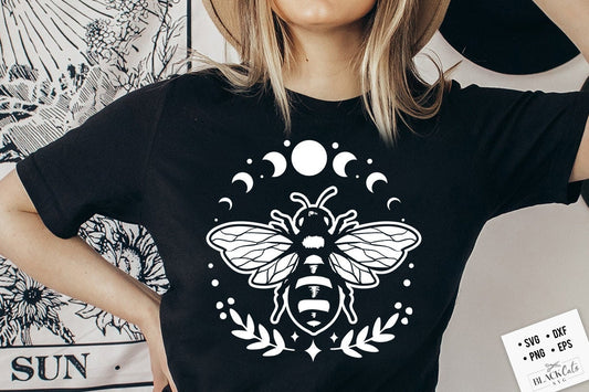 Bee and moon SVG, Magic illustration svg, Witchcraft svg, Boho svg, Boho illustration svg, Magic Illustration svg, Witchy vibes svg