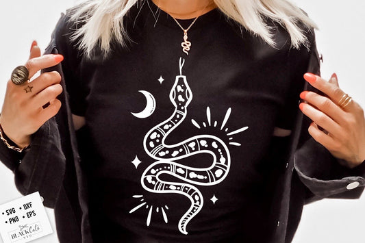 Boho snake SVG, Snake and moon svg, Magic illustration svg, Witchcraft svg, Boho svg, Boho illustration svg, Magic Illustration svg,
