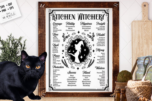 Kitchen witchery plants poster SVG, Witch kitchen svg, Magic Kitchen svg, Kitchen vintage poster svg, Witches Kitchen svg, Wicthcraft svg