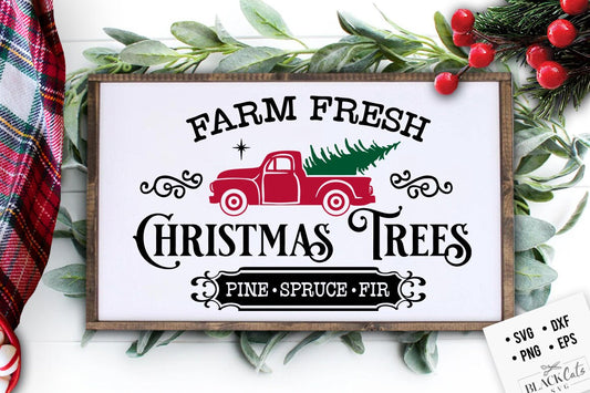 Farm fresh Christmas tress svg, Christmas trees svg, Farmhouse Christmas svg, Cut and carry svg, Vintage Christmas svg,  farmhouse