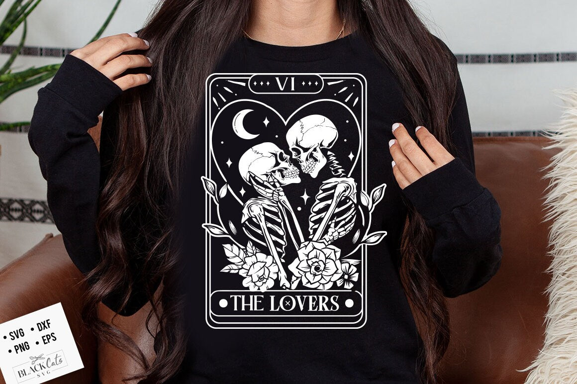 The Lovers tarot card SVG, The lovers svg, The Lovers SVG, Skeleton Love Tarot Card SVG, Skeleton love Valentine svg