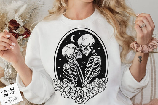 The Lovers SVG, The Lovers floral frame  svg, Skeleton lovers svg, Valentine skeletons svg, floral skeleton svg
