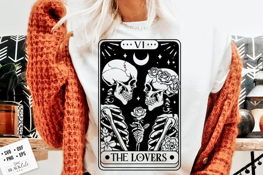 The Lovers tarot card SVG, The lovers svg, The Lovers SVG, Skeleton Love Tarot Card SVG, Skeletons love Valentine svg