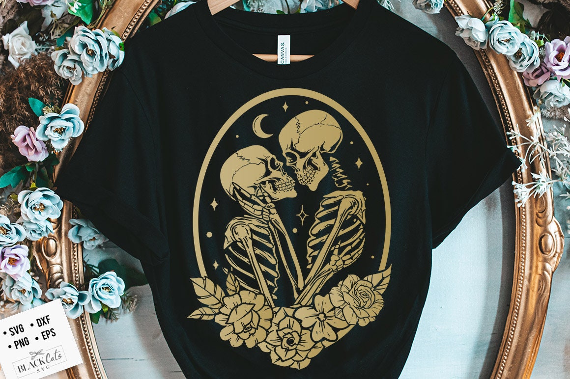 The Lovers SVG, The Lovers floral frame  svg, Skeleton lovers svg, Valentine skeletons svg, floral skeleton svg