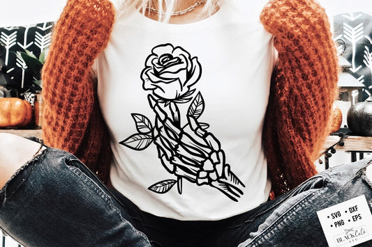 Skull hand and rose SVG, Skeleton Valentines Day svg, Skeleton valentine's day SVG, valentine's day skeleton SVG, Romantic skeleton svg
