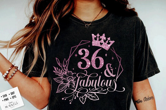 36 and fabulous SVG, 36th Birthday, 36 Fabulous Cut File, 36 Birthday svg,  36th Birthday Gift Svg, 36 Rose Gold Birthday PNG