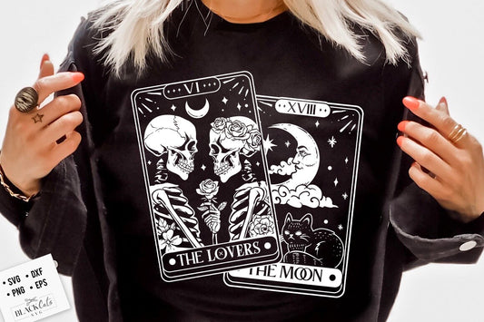 The Lovers SVG, The Lovers tarot card svg, The moon Tarot card svg, Skeleton lovers svg, Lovers skeletons svg, Tarot card svg