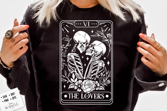 The Lovers tarot card SVG, The lovers svg, The Lovers SVG, Skeleton Love Tarot Card SVG, Skeleton love floral svg