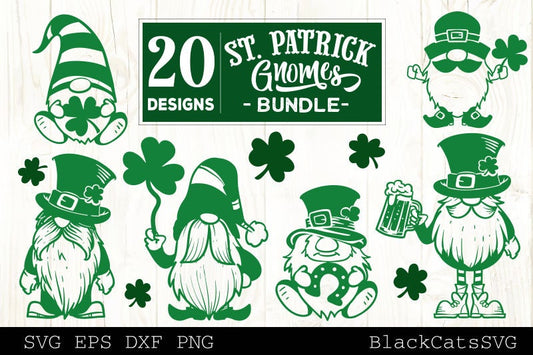 Patrick Gnomes Bundle svg, St Patricks Gnomes  svg, St Patrick SVG, Gnomes clipart svg, Gnomes Illustrations