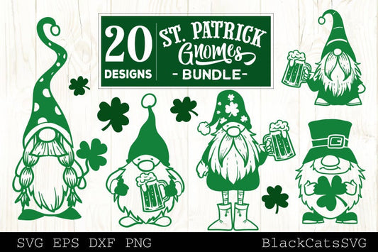 Patrick Gnomes Bundle svg, St Patricks Gnomes  svg, St Patrick SVG, Gnomes clipart svg, Gnomes Illustrations