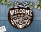 Highland cow door hanger svg, Highland cow round svg, Welcome sign svg, Cow Head SVG, Front door hanger svg, Farmhouse Cow Sign Svg