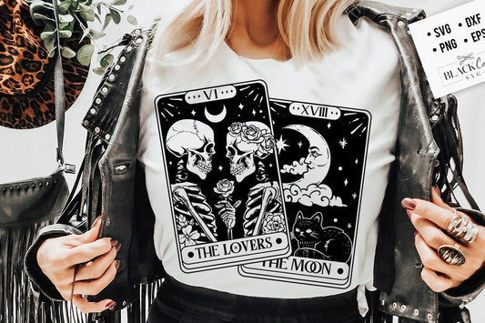 The Lovers SVG, The Lovers tarot card svg, The moon Tarot card svg, Skeleton lovers svg, Lovers skeletons svg, Tarot card svg