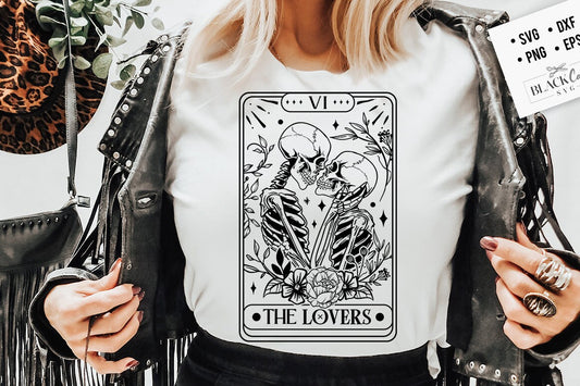 The Lovers tarot card SVG, The lovers svg, The Lovers SVG, Skeleton Love Tarot Card SVG, Skeleton love floral svg