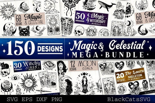 Magic 150 designs Mega Bundle Magic and Celestial SVG bundle
