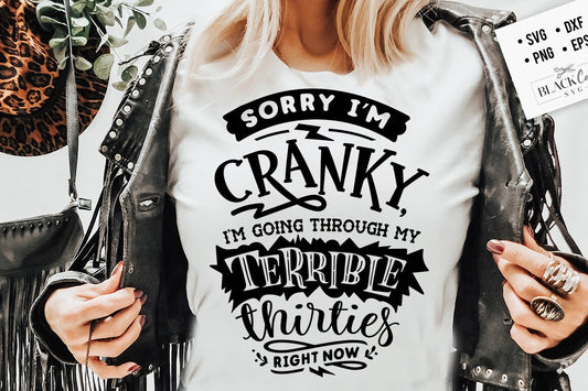 Terrible thirties svg, Sorry I'm cranky I'm in my terrible thirties svg, Funny age svg, Funny 30 shirt, Birthday shirt, Sorry Im cranky