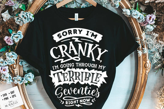 Terrible seventies svg, Sorry I'm cranky I'm in my terrible seventies svg, Funny age svg, Funny 70 shirt, Birthday shirt, Sorry Im cranky