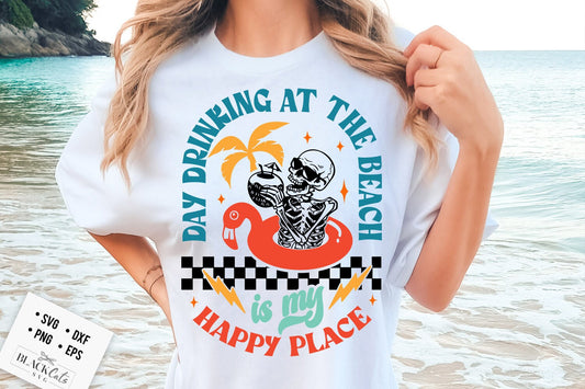 Retro summer svg, Day drinking at the beach svg, Retro skull svg, Groovy summer svg, groovy beach svg, Retro beach svg
