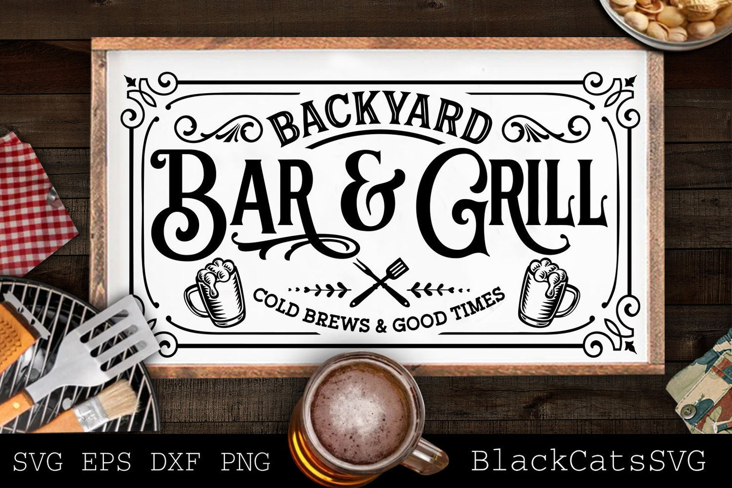 Backyard bar and grill svg, Grilling svg, BBQ Svg, Dad's Bar and Grill svg, Father's day gift svg, Cold brews and good times svg