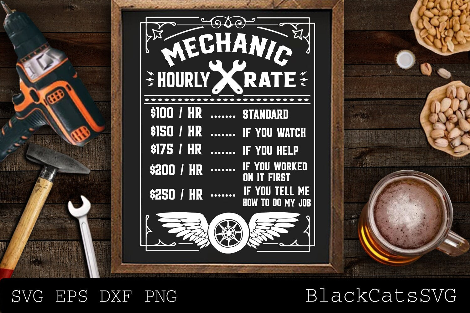 Mechanic Rates Sign Mechanic hourly rate svg, mechanic poster svg, Dad's Garage svg, Garag ...
