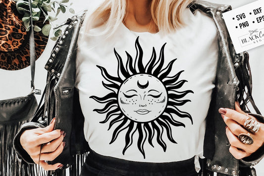 Sun and moon SVG, Sun svg, Magic illustration svg, Witchcraft svg, Boho svg, Boho illustration svg, Magic Illustration svg, Witchy vibes svg