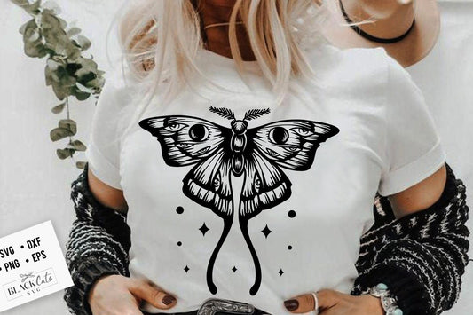 Boho moth SVG, Moth svg, Moon moth svg, Magic moth svg, Magic illustration svg, Witchcraft svg, Boho svg, Boho illustration svg