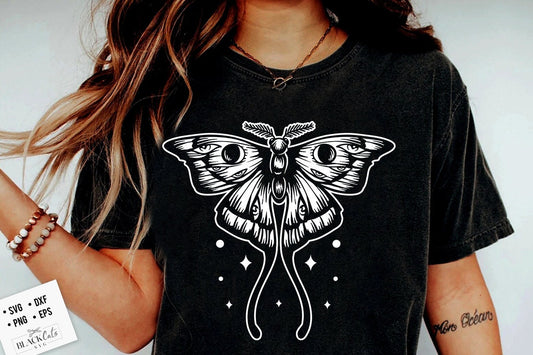 Boho moth SVG, Moth svg, Moon moth svg, Magic moth svg, Magic illustration svg, Witchcraft svg, Boho svg, Boho illustration svg
