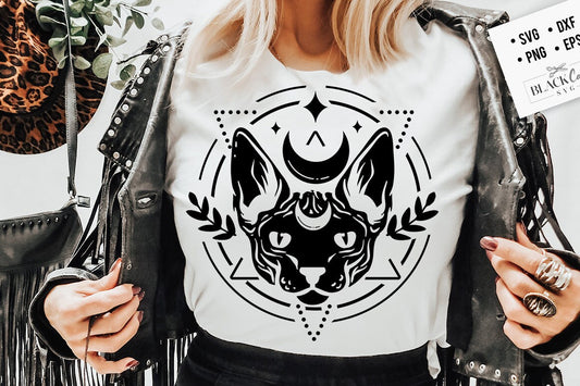 Magic cat svg, Cat skull svg, sphynx cat svg, Moon phases SVG, Cat SVG, Magic illustration svg, Moon cat svg, Magic Illustration svg,