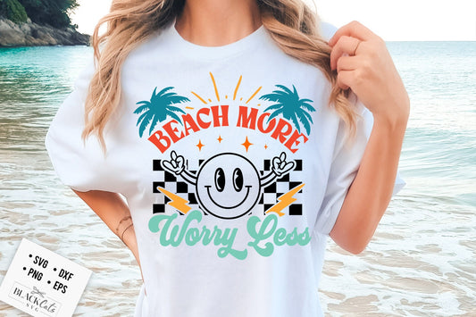 Retro summer svg, Beach more worry less svg, Groovy summer svg, groovy beach svg, Retro beach svg