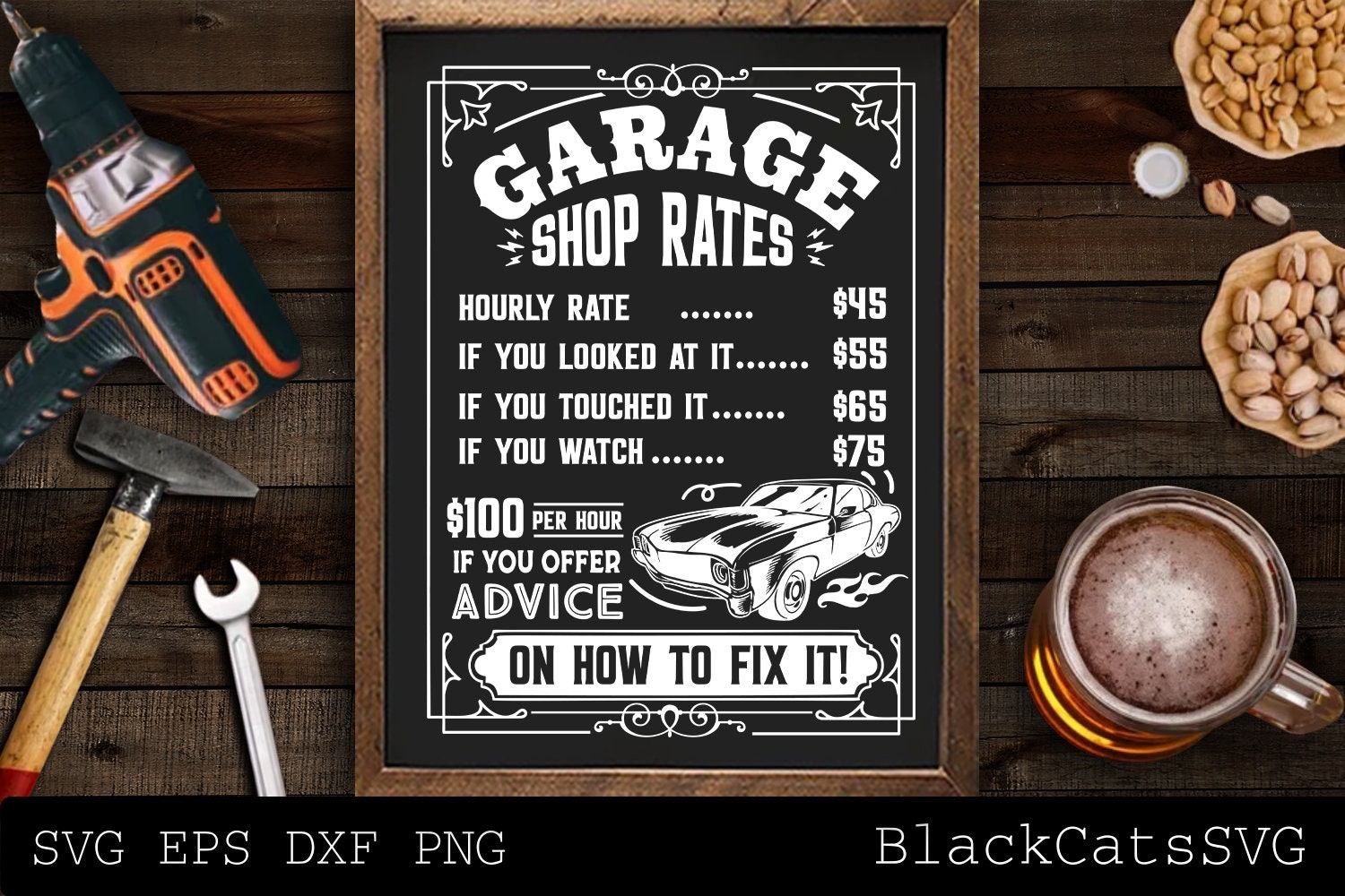 Garage shop rates svg, Garage svg, Dads garage svg, Tools svg, Father ...
